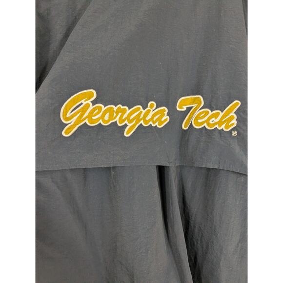 Vtg Georgia Tech 1/2 Zip Pullover Jacket XL Blue 90s Logo Windbreaker GT Hood - Picture 4 of 14